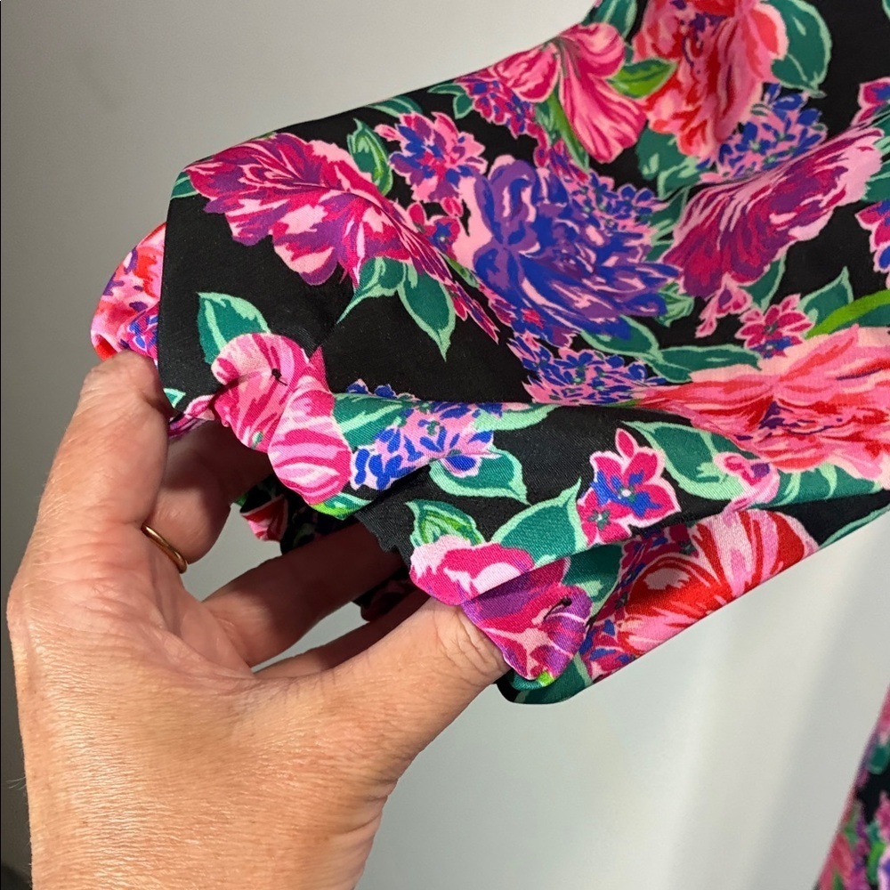 Zara Floral Puff Sleeve Mini Dress NWT Bold Print S - Picture 5 of 13